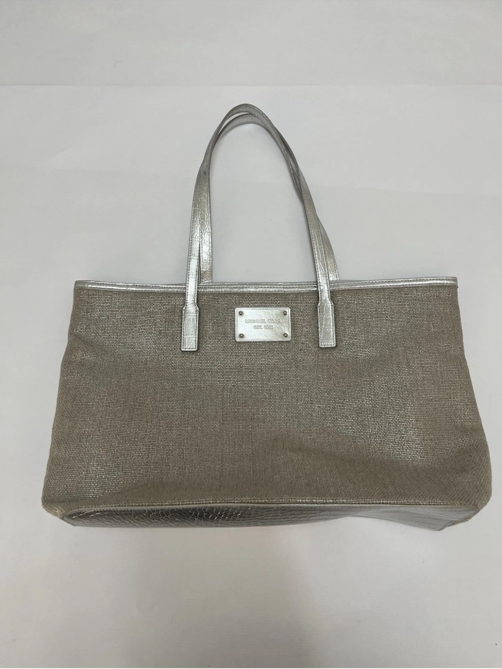 Y2K Michael Kors Beige Tote with Silver Accents